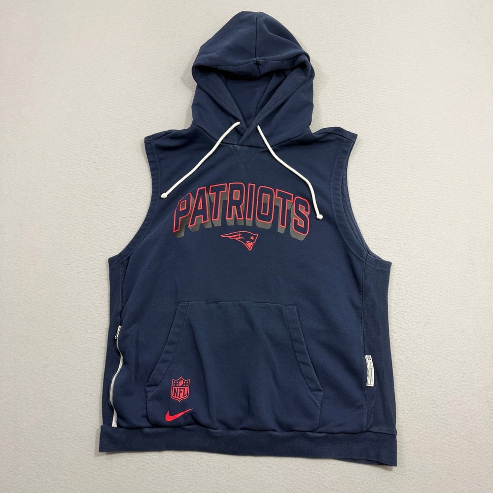 Nike New England Patriots Sleeveless Hoodie Mens XL NFL Sideline Standard Issue